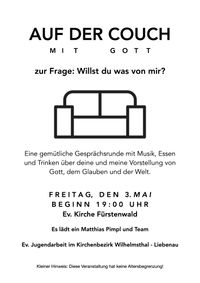 Plakat Couch-Gottesdienst am 3. Mai 2024